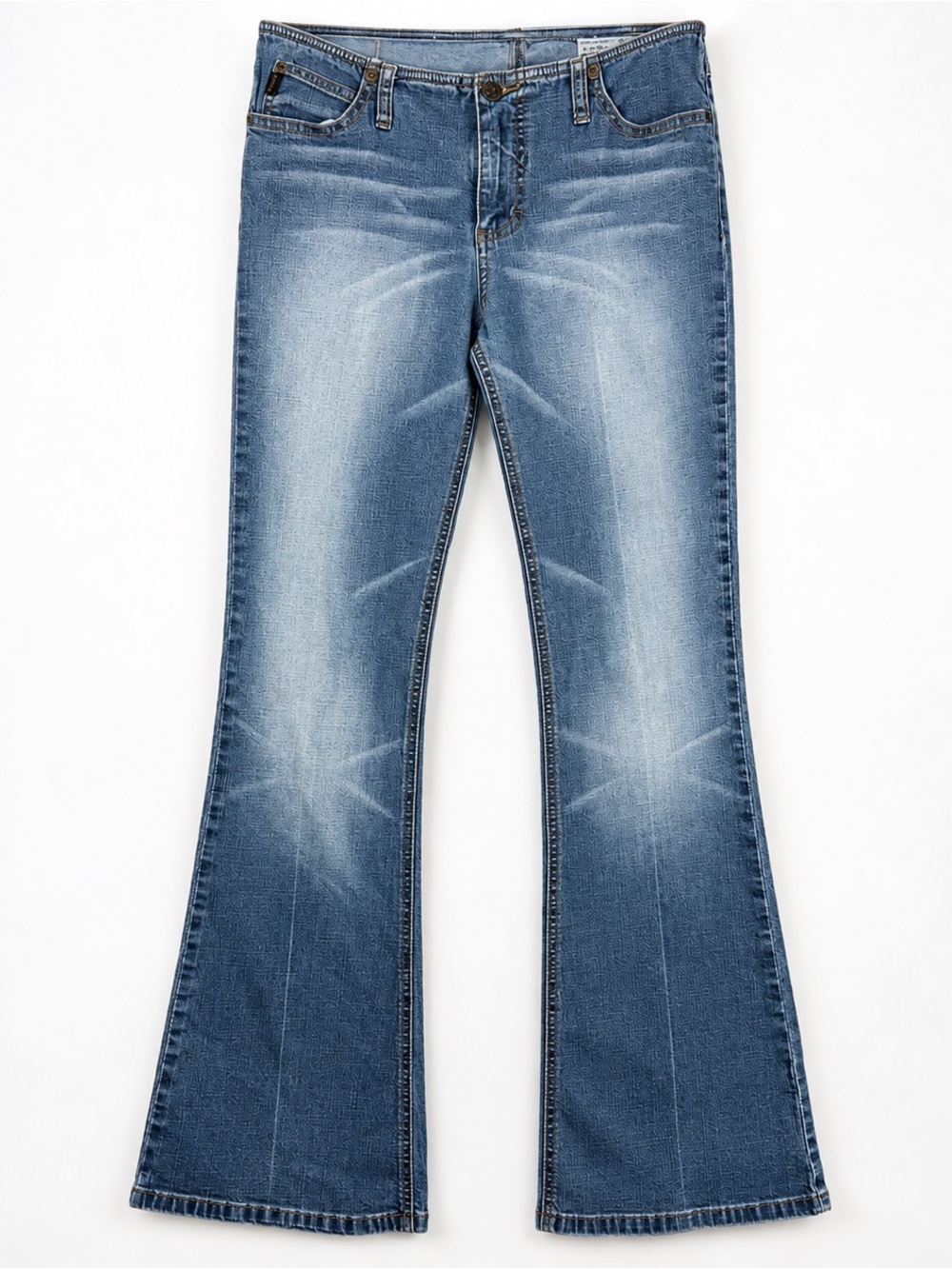 Vintage Y2K Mudd Jeans 9 Low Rise Flare Bootcut Whiskered Denim